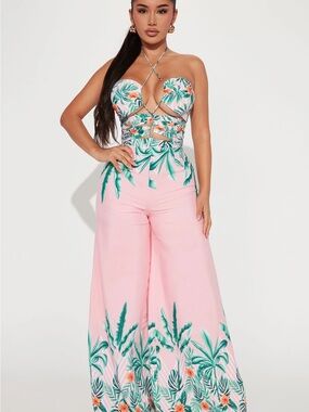 Fashion Nova Maui Nights Halter Jumpsuit